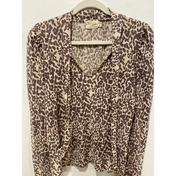 Nation LTD Evette Long Sleeve Shirt Antique Leopard Print Size Small - Picture 5 of 8